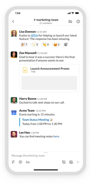 Slack the product user interface on mobile